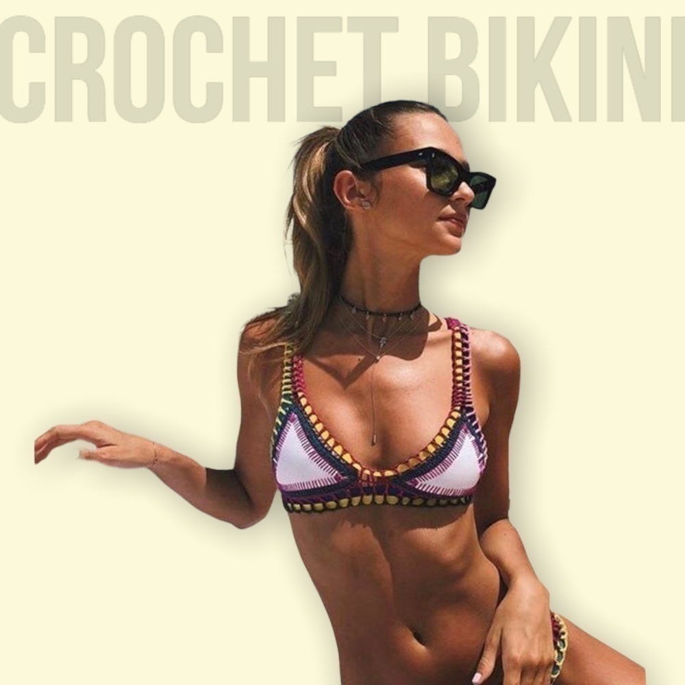 Handmade crochet bikini (reversible) yellow or white​​​​​​​​​